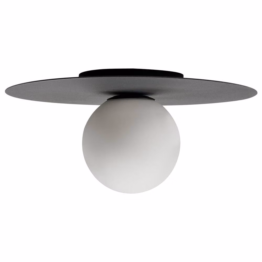 Wyld and Coco Round Matte Black Flush-Mount Ceiling Lamp, Diameter: 36 cm – 2