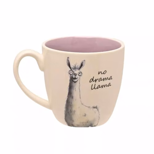 Widdop and Co No Drama Llama Ceramic Mug, Multicolour and Purple, 300 ml – 1