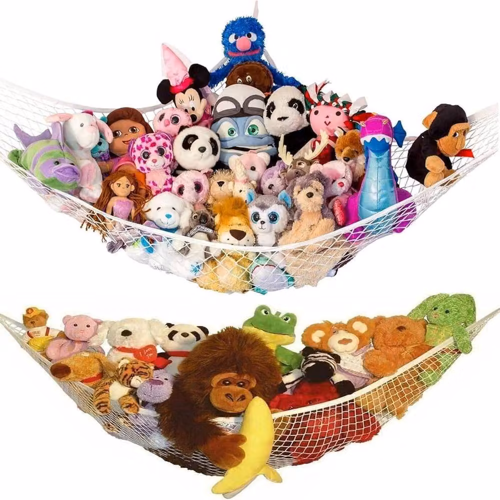 ATEK 4 Pack White Metal Wall Mounted Toy Hammock for Stuffed Animal Storage – 2