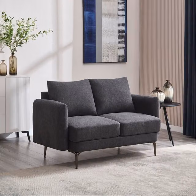 More4Homes Sofia Modern Scandi Style Fabric Sofa in Anthracite, W/D/H: 185 x 86 x 77 cm
