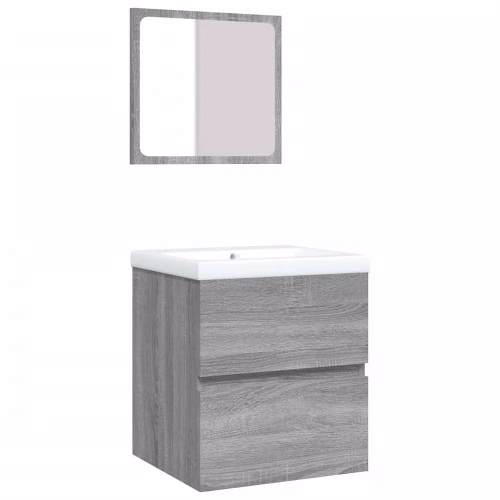Berkfield Home Wall Mounted Bathroom Sink Cabinet with Basin and Mirror in Grey Sonoma – 2