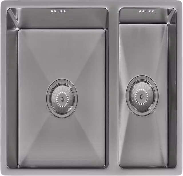 PAWNORA Brushed Stainless Steel 1.5 Bowl Kitchen Sink in Silver, W/D/H: 55.5 x 44 x 19.98 cm