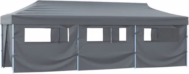 Berkfield Home Folding Pop-up Party Tent with 8 Sidewalls, W: 9 m, D: 3 m, Anthracite
