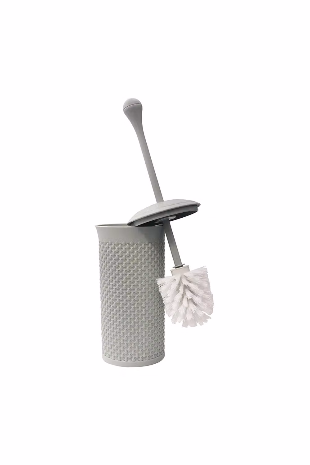 JVL Droplette Toilet Brush and Rectangular Lidded Bin Set in Grey, W/D/H: 40.0 x 22.0 x 12.0 cm – 2