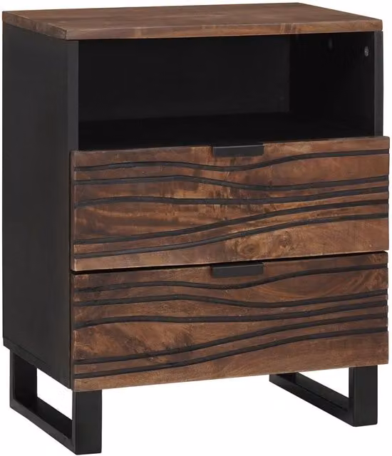 Berkfield Home Modern Bedside Cabinet in Brown Walnut, W/D/H: 50 x 33 x 60 cm – 1