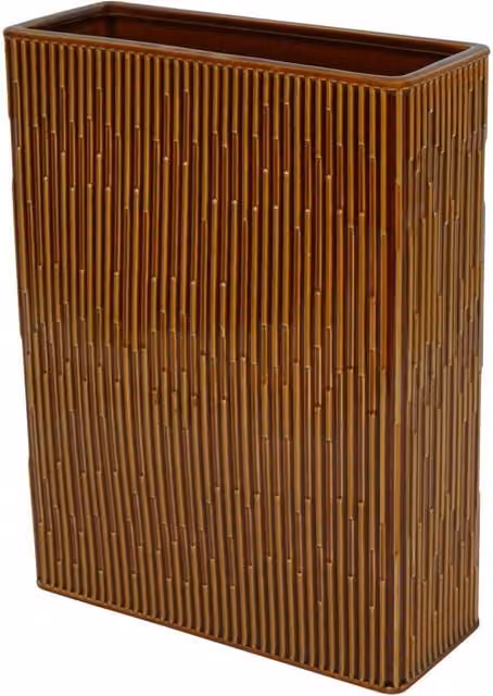 Libra Interiors Elk Square Glazed Ceramic Vase in Terracotta Brown, W/D/H: 12.0 x 12.0 x 35.0 cm
