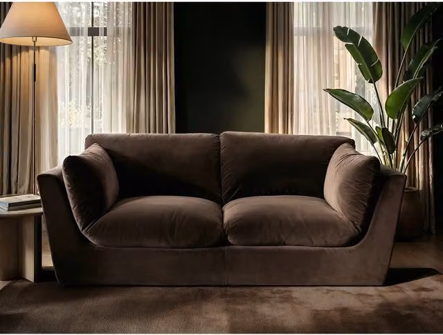 Solace+Co Orson 3 Seater Velvet Sofa in Brown – 1