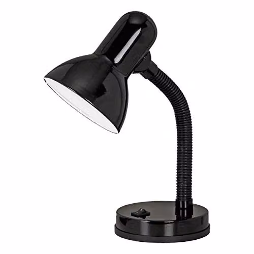 Loops Adjustable Table Lamp in Black Metal with E27 Bulb Socket and Rocker Switch