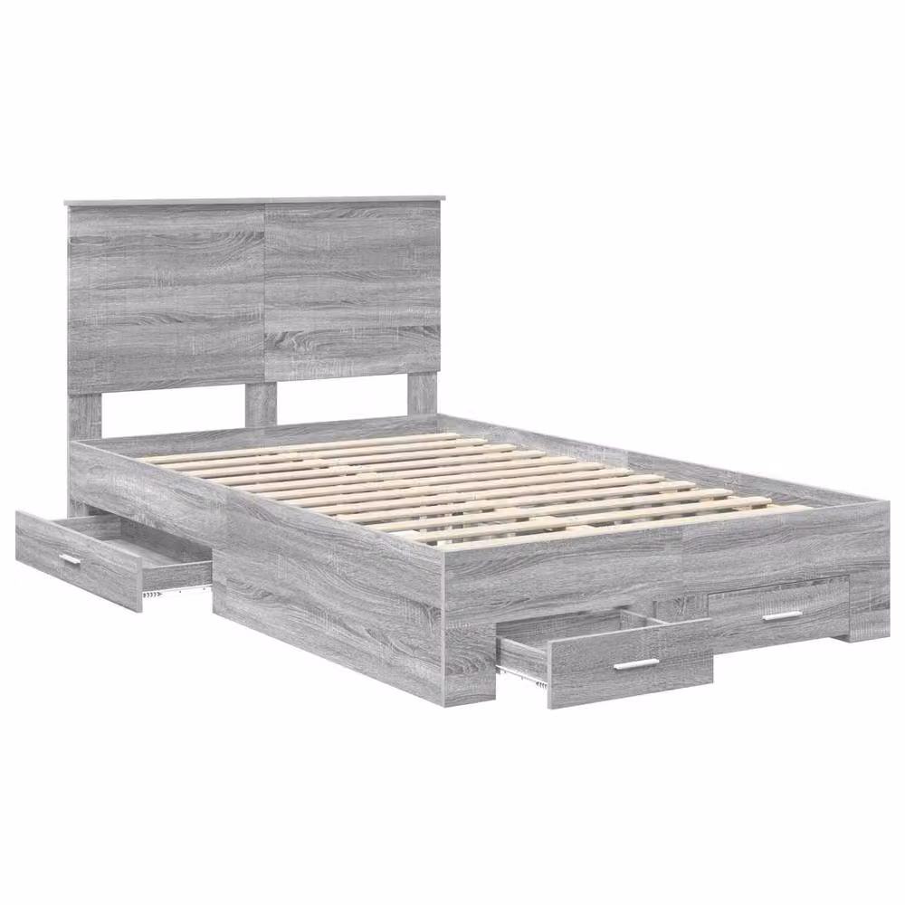 Berkfield Home Modern Bed Frame with Drawers in Grey Sonoma, Engineered Wood, W/D/H: 120 x 190 cm – 2