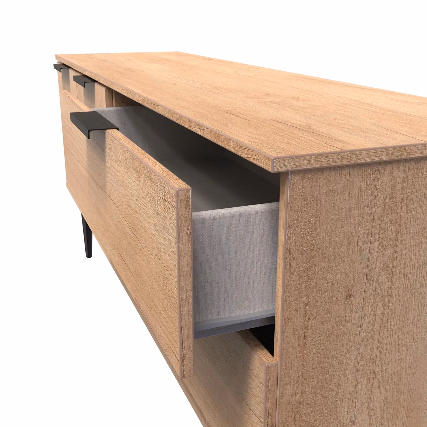Ready Assembled 2 U Fuji Wide Sideboard with 2 Doors and 2 Drawers in Natural Wood Finish – 3