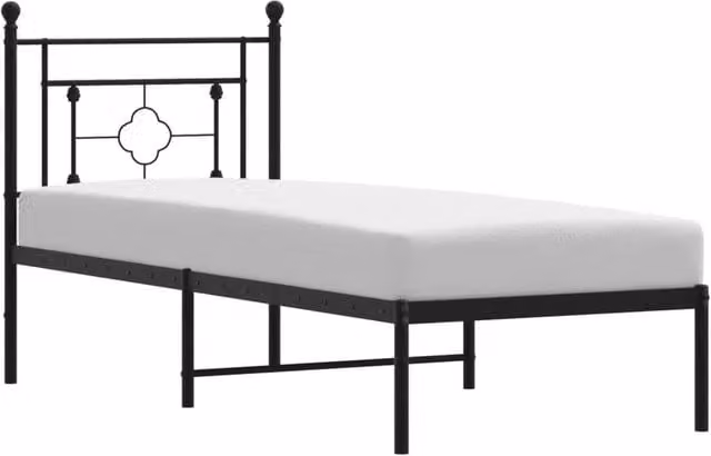 Berkfield Home Metal Bed Frame with Headboard in Black, W/D/H: 75 x 190 cm