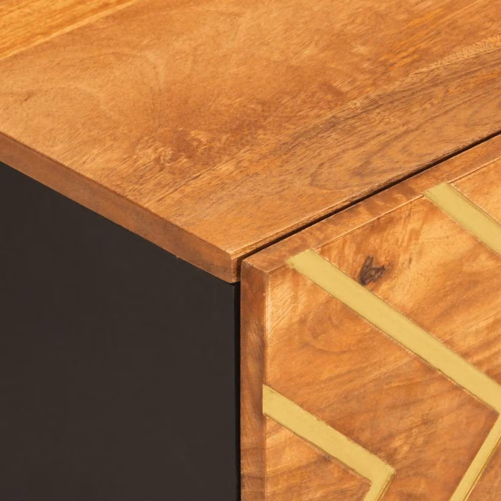 Berkfield Home Mango Wood Coffee Table in Brown and Black, W/D/H: 100 x 54 x 40 cm – 4