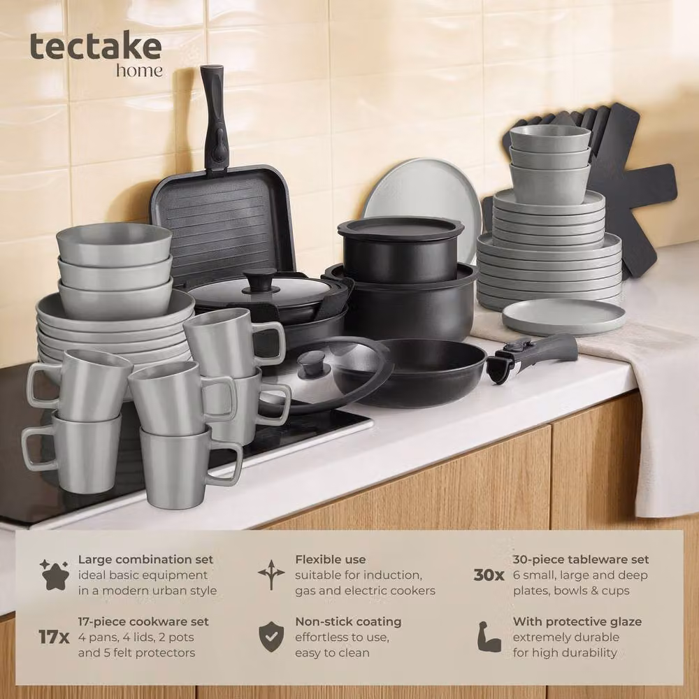 tectake Kitchen Starter Set Una/Parma in Multicolour and Black – 2