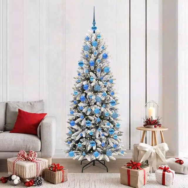 Berkfield Home Artificial Christmas Tree with 300 White LEDs, Green, H x W x D: 180 x 73 x 73 cm – 1