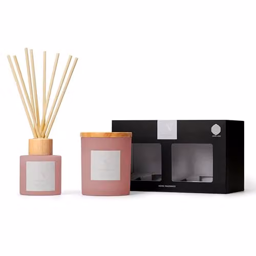 Aroma Naturals Frosted Decadence Candle and Reed Diffuser Gift Set in Pink Cherry and Vanilla – 1