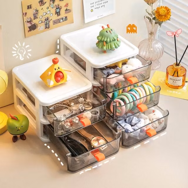 Livingandhome Transparent Plastic Organiser with Handles, White