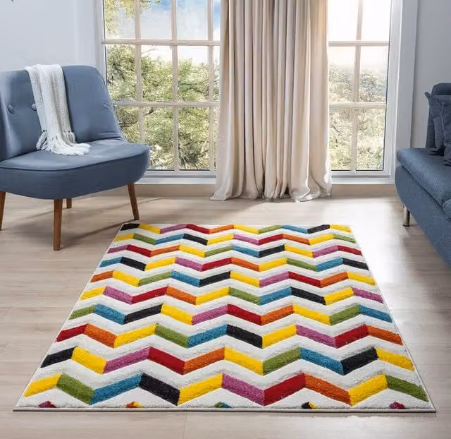 Ultimate Rug Collection Spectra Carved Heatset Round Multicolour Rug, Diameter: 133 cm