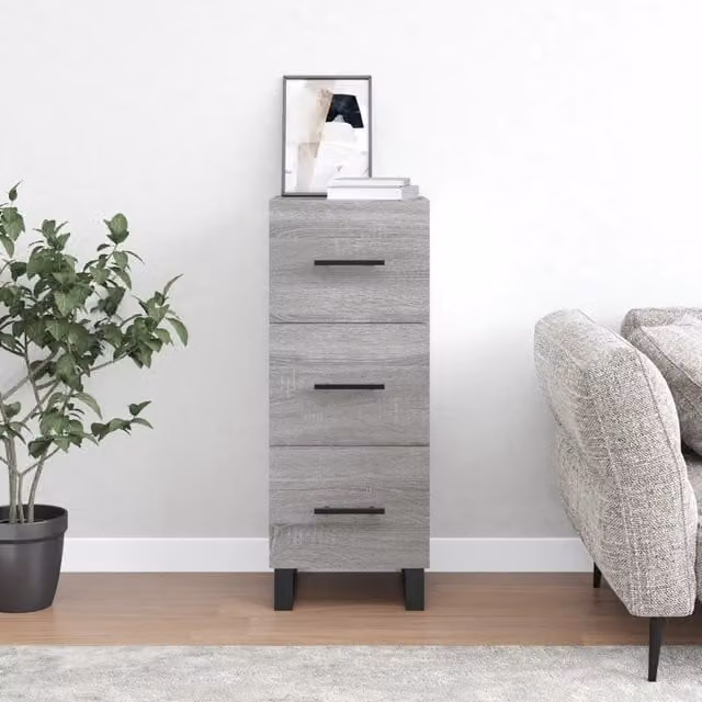 Berkfield Home Grey Sonoma Sideboard in Engineered Wood W/D/H: 34.5 x 34.5 x 90 cm