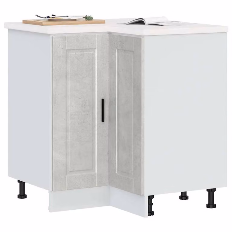 Berkfield Home Porto Corner Kitchen Base Cabinet in Concrete Grey Engineered Wood W/D/H: 75.5 x 81.5 x 75.5 cm