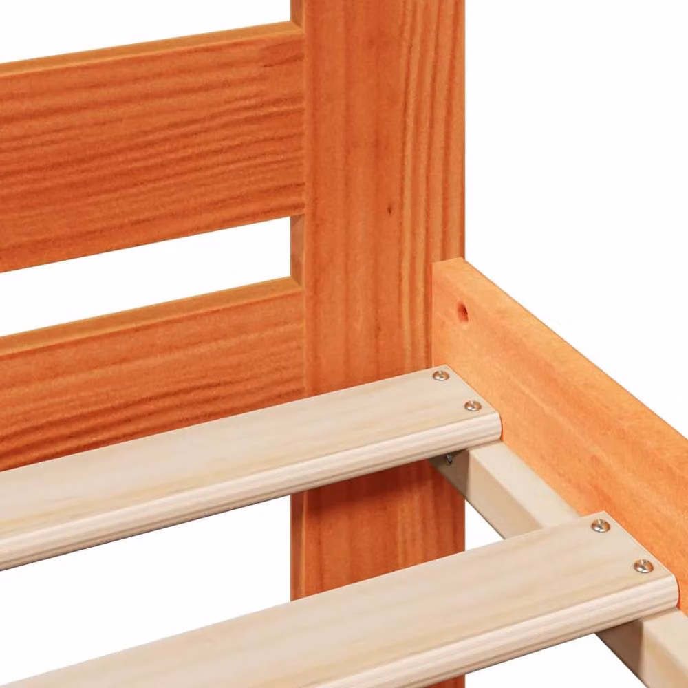 Berkfield Home Wax Brown Solid Pine Wood Bed Frame W/D/H: 140 x 200 cm – 4