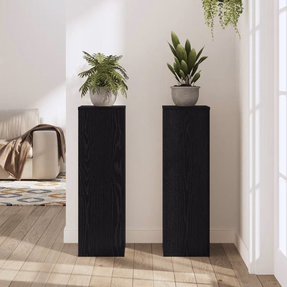 Berkfield Home Set of 2 Black Oak Plant Stands, W/D/H: 25 x 25 x 80 cm – 2
