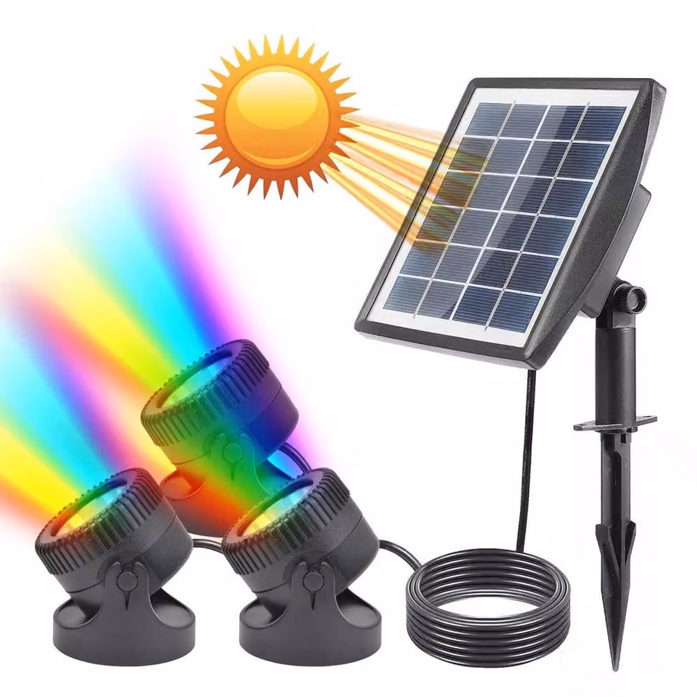 KORVIXA 6-in-1 RGB Colour Changing LED Solar Floodlight in Black, Height: 100 cm – 4