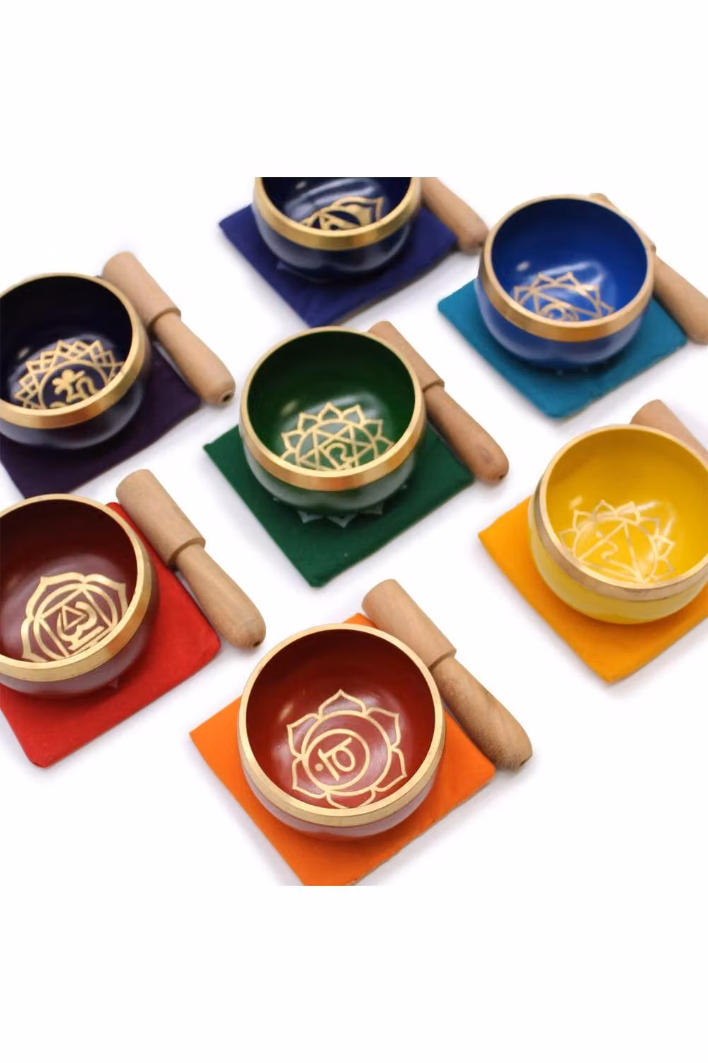 KDMD Chakra Pyramid Singing Bowl Gift Set with 7 Chakra Sound Healing Bowls in Multicolour – 3