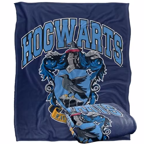 Warner Bros. Harry Potter Hogwarts Ravenclaw Super Soft Fleece Throw Blanket, Blue, W/D/H: 152.4 x 127.0 x 1.0 cm