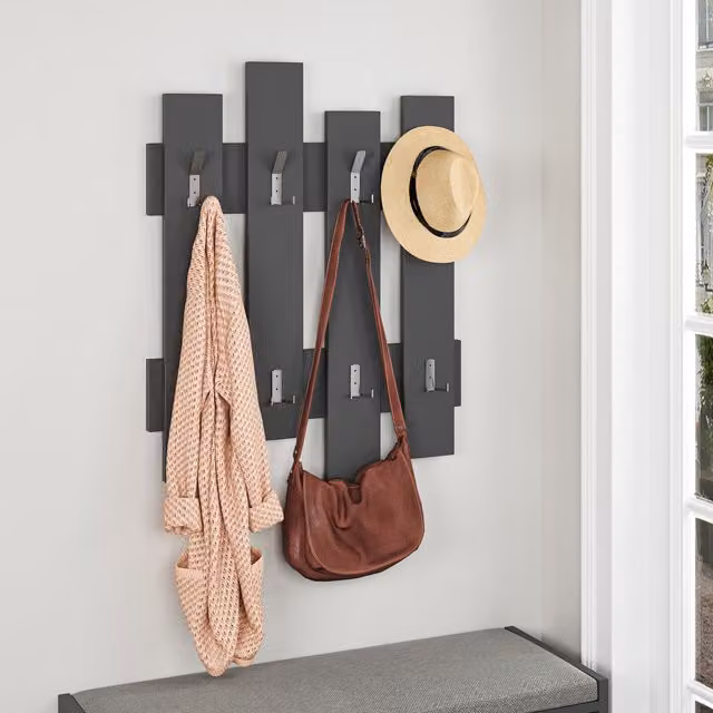 Decortie Wave Modern Wall-Mounted Coat Rack with 8 Hooks, Anthracite Grey, W: 69 cm, H: 81 cm – 1
