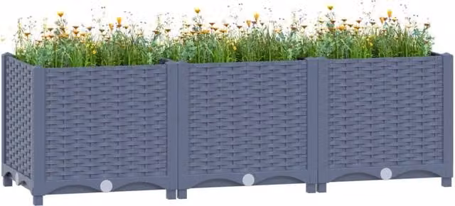 Berkfield Home Grey Polypropylene Raised Bed W/D/H: 120 x 40 x 38 cm
