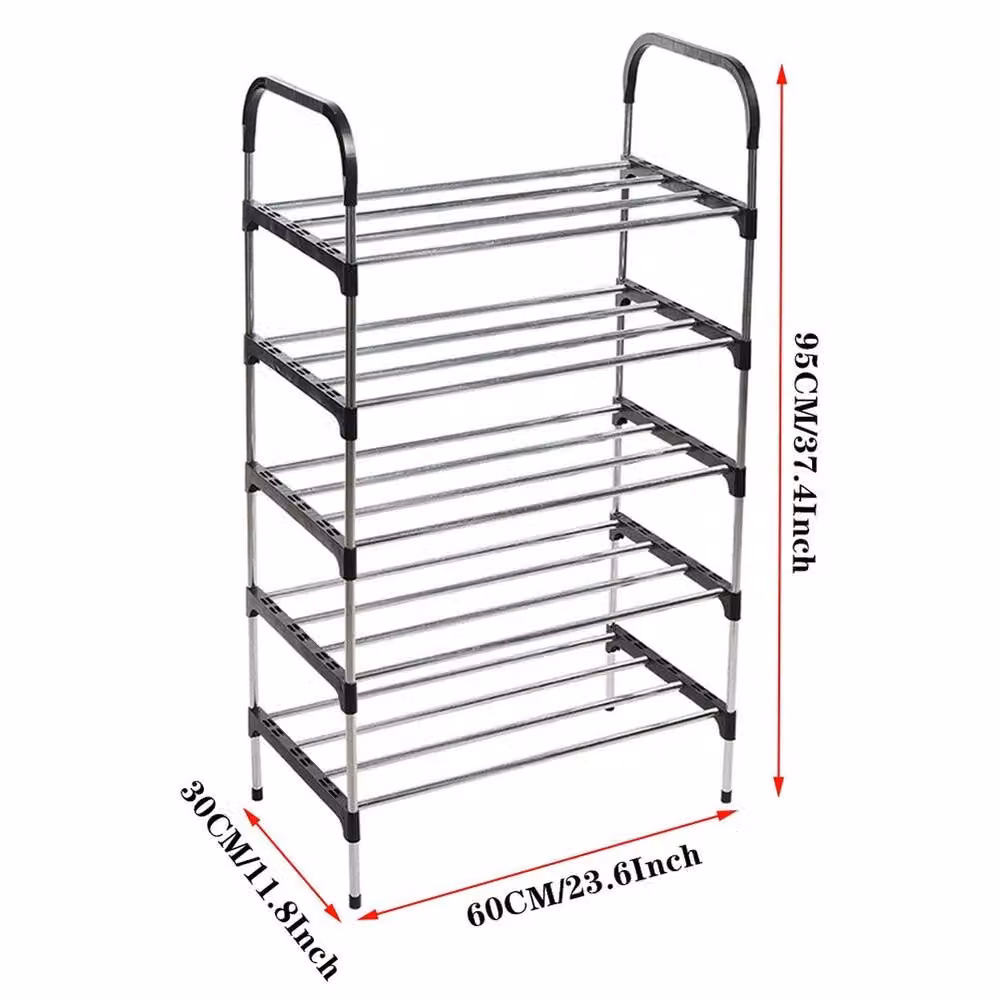 EONLION Black Metal 5-Tier Freestanding Shoe Rack, Width: 50 cm, Depth: 50 cm, Height: 95 cm – 2