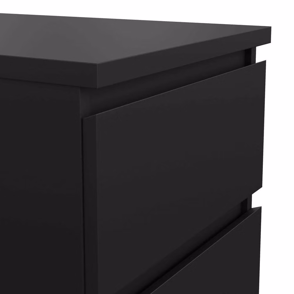 Wyld Haus Budapest Matt Black Wooden Bedside Table with 2 Drawers, W/D/H: 40.0 x 49.5 x 50.0 cm – 3