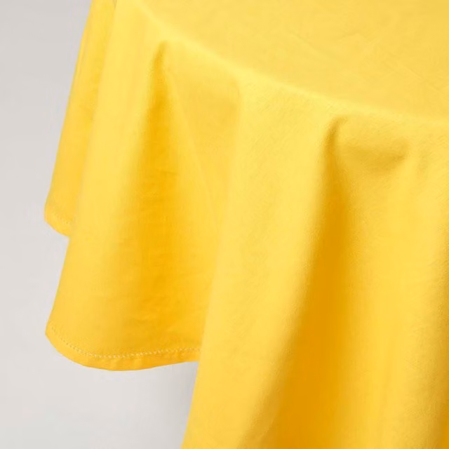 Homescapes Plain Round Cotton Tablecloth - Yellow