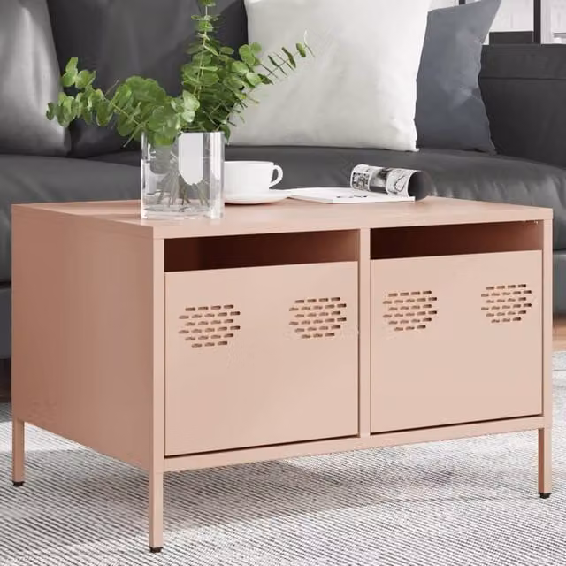 Berkfield Home Modern Pink TV Cabinet in Cold-rolled Steel, W: 68 cm, D: 50 cm, H: 43.5 cm – 1