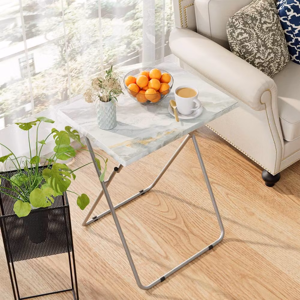 Huhote Small Folding Side Table in Grey – 2