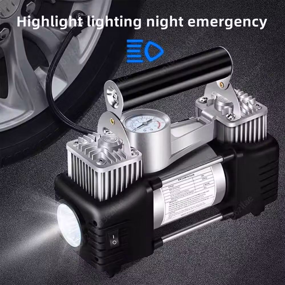 SPETLEK Heavy Duty 12V Electric Car Tyre Inflator in Black and Silver – 8