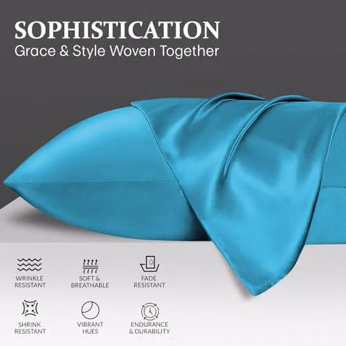 Grace Petrol Satin Silk Pillowcase 4 Pack with Envelope Closure – 2