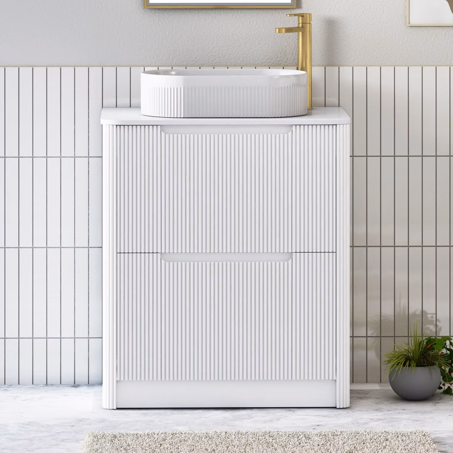 Royal Bathrooms Avenza 800mm Matt White Floor Standing 2 Drawer Vanity Unit with Lyon Basin