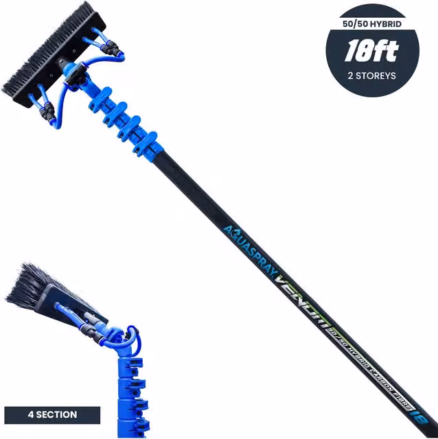 Aquaspray Venom Hybrid 50-50 Waterfed Window Cleaning Pole, Blue, 18ft