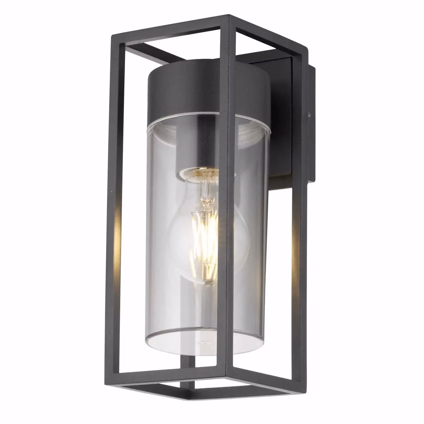 First Choice Lighting Hale Set of 2 Black IP44 Outdoor Wall Lights with Transparent Polycarbonate Covers – 2