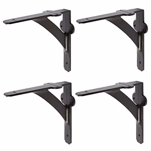 Hammer and Tongs Matt Black Iron Shelf Bracket, Pack of 4, Diameter: 150 mm – 1