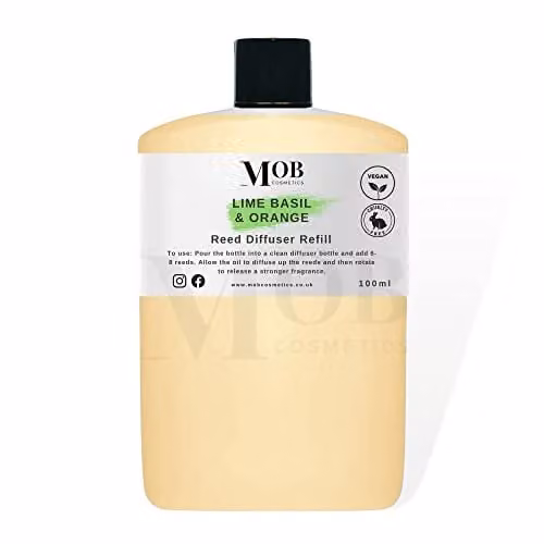 Moments of Bliss Cosmetics Designer and Fine Fragrance Reed Diffuser Oil Refill, Lime Basil and Mandarin, 100ml