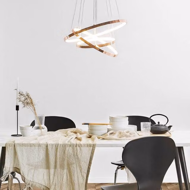 Wyld and Coco Gold Aluminium Three-Ring Pendant Lamp with Integrated LED – 1