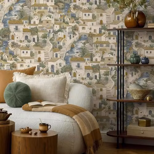 Holden Decor Odyssey Italian Buildings Mediterranean Vibe Wallpaper in Blue, Green and Multicolour – 2