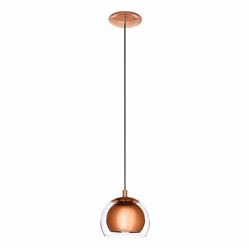 Eglo Rocamar Round Copper and Transparent Glass Pendant Lamp – 1