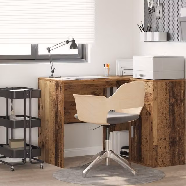 Berkfield Home Writing Desk in Brown Engineered Wood with Small Storage