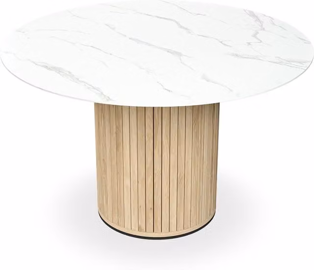 Arlo Round Modern Dining Table in White Marble Finish