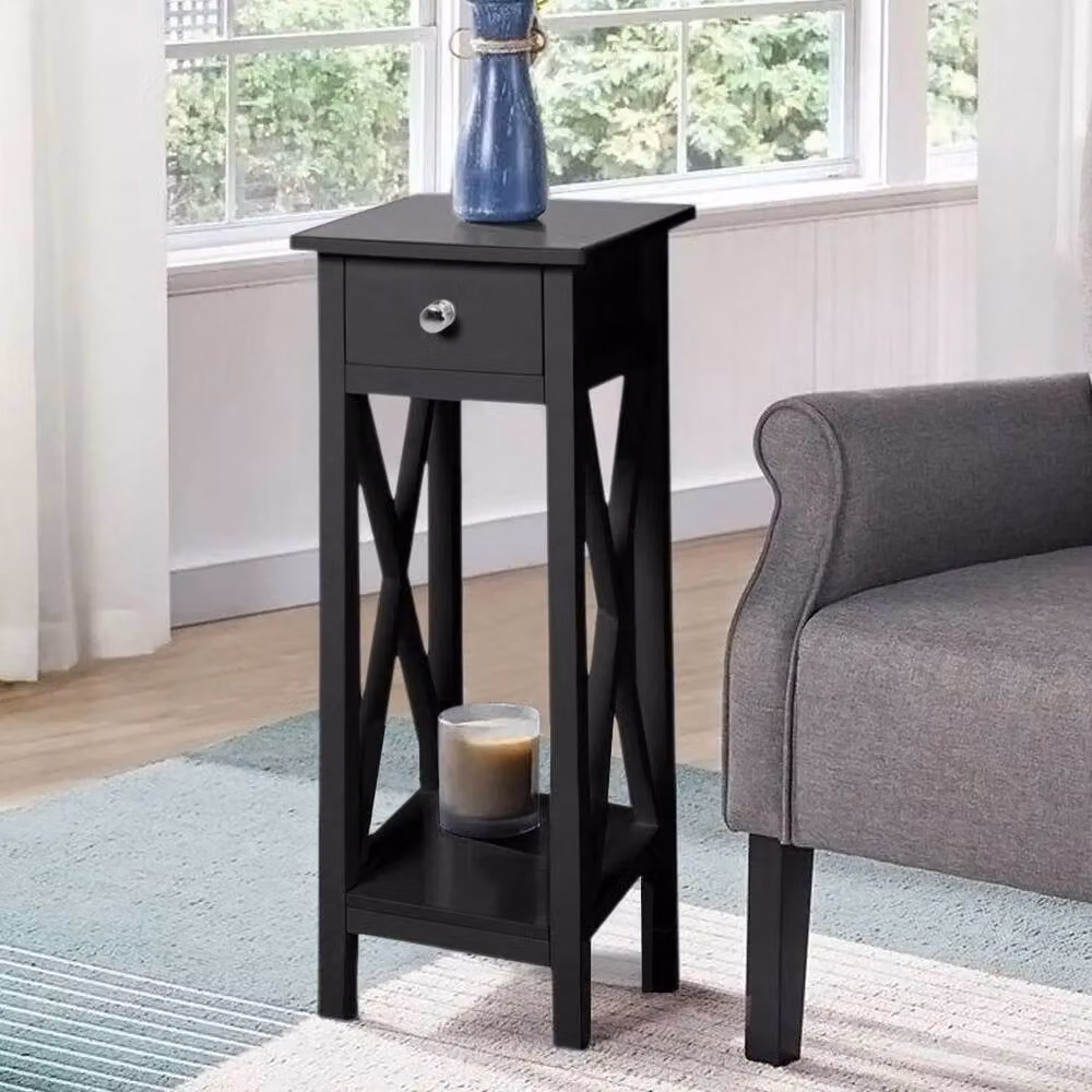 FORGEVIO Modern Slim Rectangular Hallway Console Table in Black Lacquered MDF – 4