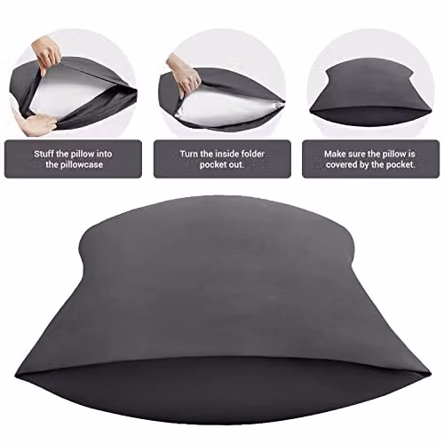 Pamposh Grace Microfibre Pillow Covers, 2 Pack, Grey – 2