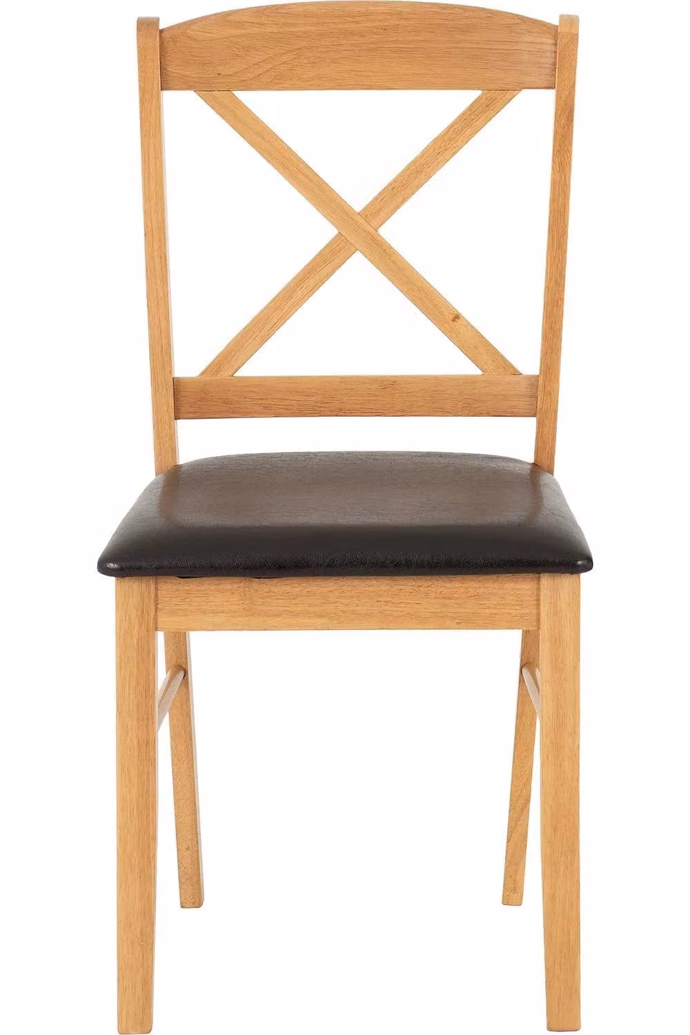Seconique Mason Set of 2 Oak Dining Chairs with Brown Faux Leather – 2